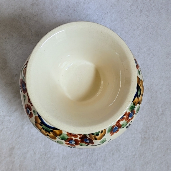 Polish Pottery 2-piece Warmer with Blue, Brown, & Yellow Floral Design, Unikat - Picture 5 of 8